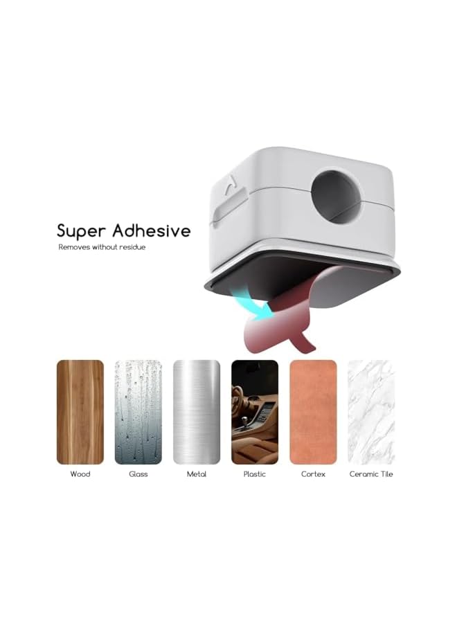 promass 6 Pack Magnetic Desk Cable Clips Management, Hide Phone Charging Cable Keeper, Strong Adhesive Wire Charger Holder for Nightstand, Kitchen Appliances, Office Supplies (White) - Image 5