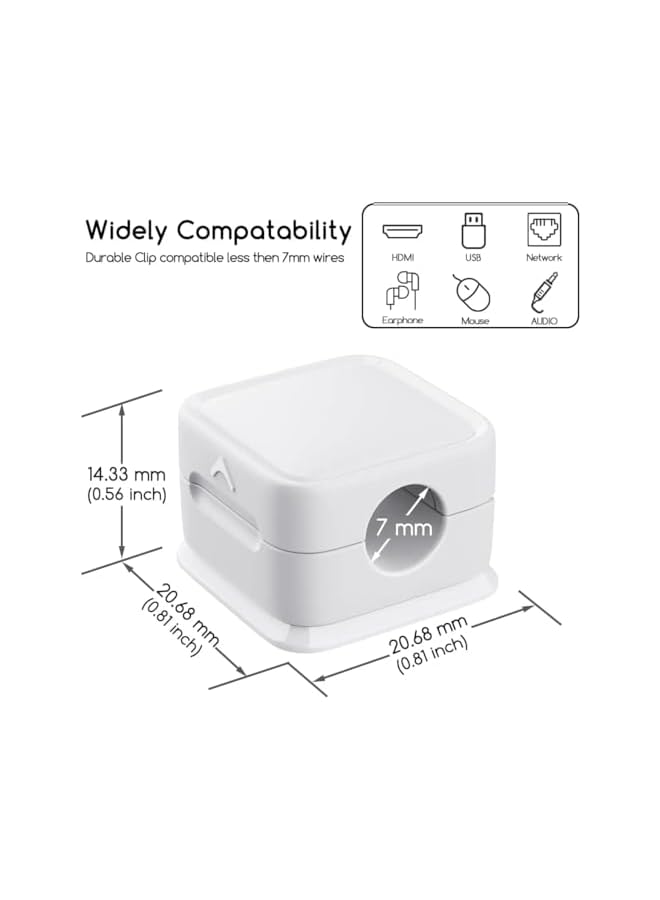 promass 6 Pack Magnetic Desk Cable Clips Management, Hide Phone Charging Cable Keeper, Strong Adhesive Wire Charger Holder for Nightstand, Kitchen Appliances, Office Supplies (White) - Image 4