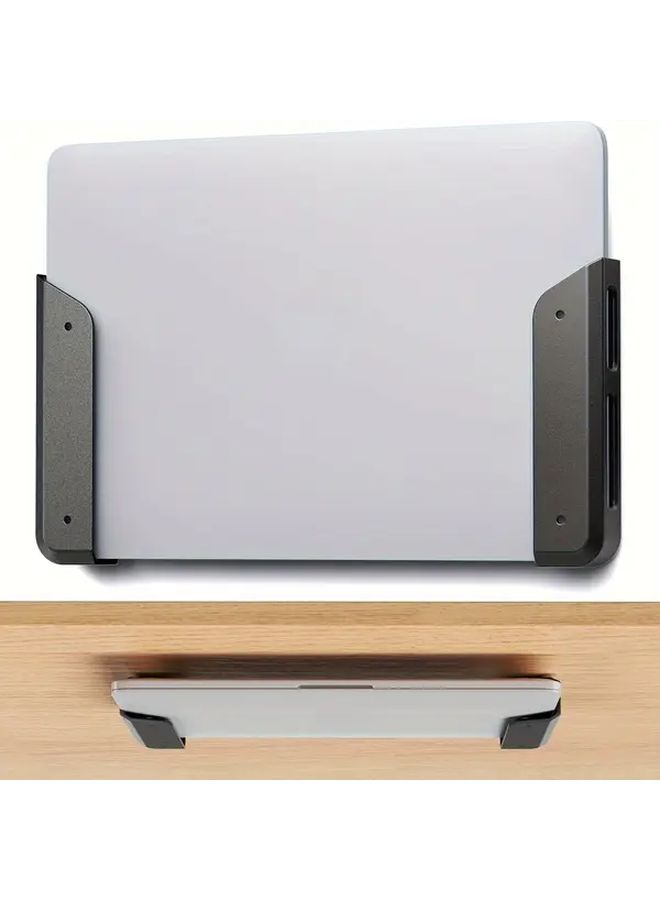 2 Pcs Universal Laptop Stand Wall Mounted Or Under Desk With Adhesive Screws - Image 2