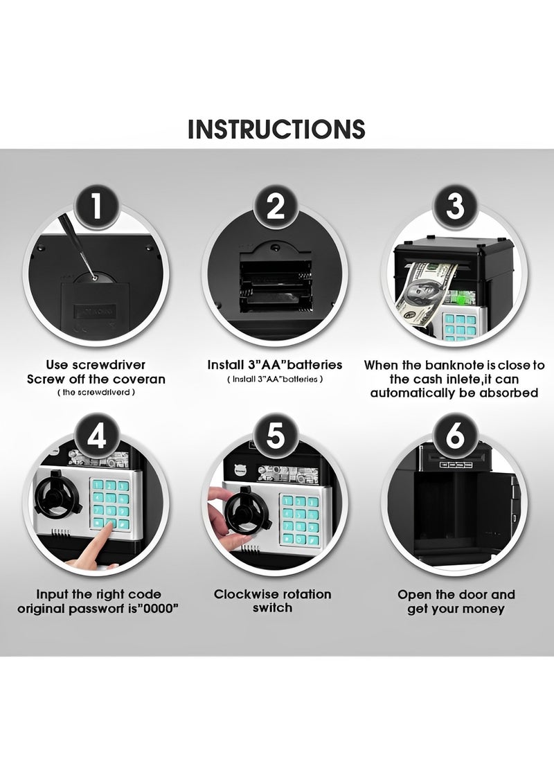 REOCLE Electronic Password Code Money Banks ATM Banks Box Coin Bank Automatic Paper Money Scroll Saving Box Great Gift for Kids  - Image 5