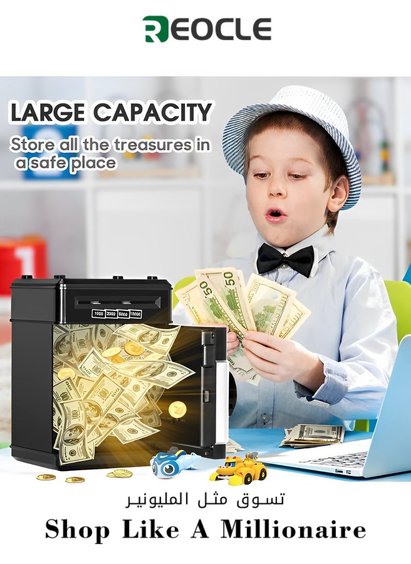 REOCLE Electronic Password Code Money Banks ATM Banks Box Coin Bank Automatic Paper Money Scroll Saving Box Great Gift for Kids  - Image 1