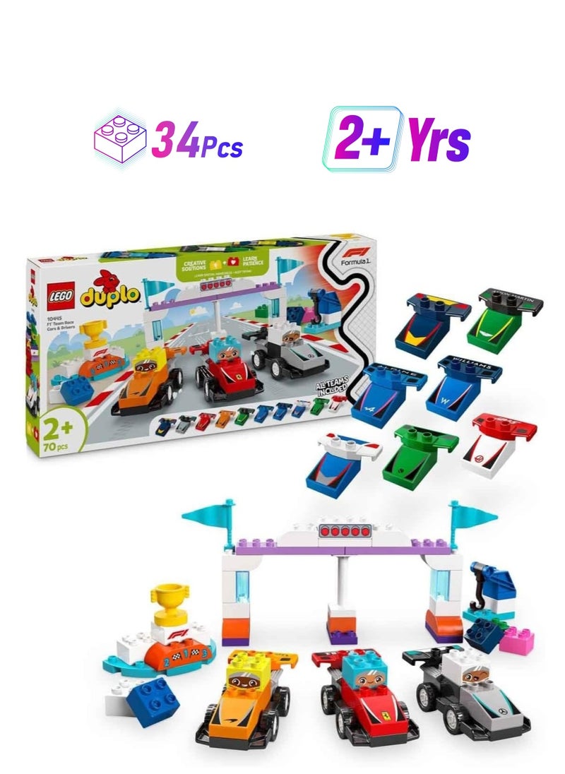 LEGO LEGO Duplo Town F1 Team Race Cars & Drivers Building Toy Set 10445  - Image 1