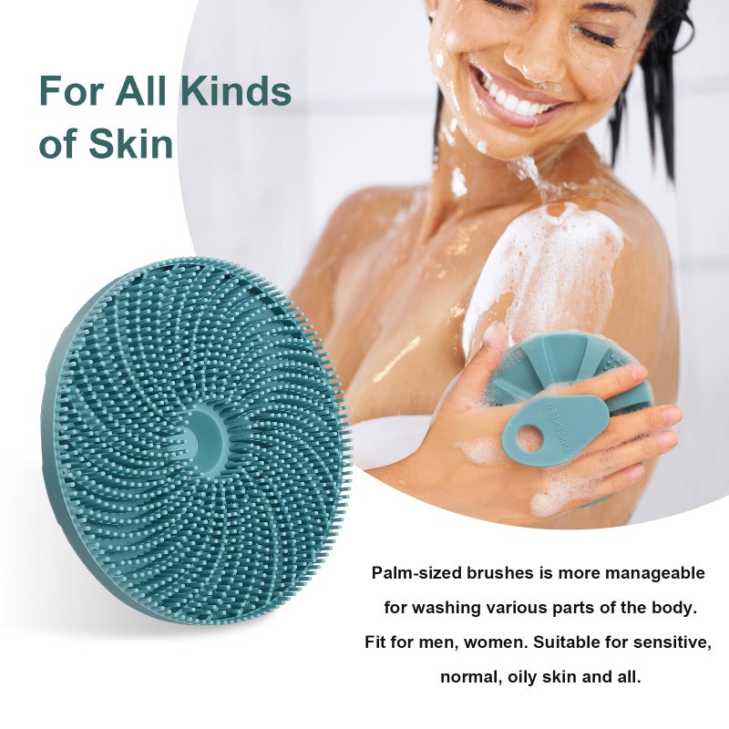 INNERNEEDÂ® More Hygienic Silicone Body Scrubber Exfoliating & Massaging Shower Brush, Bathing Tool, for All Skin Types, Lathers Well, Longer Service Life (Dark Green) - Image 5