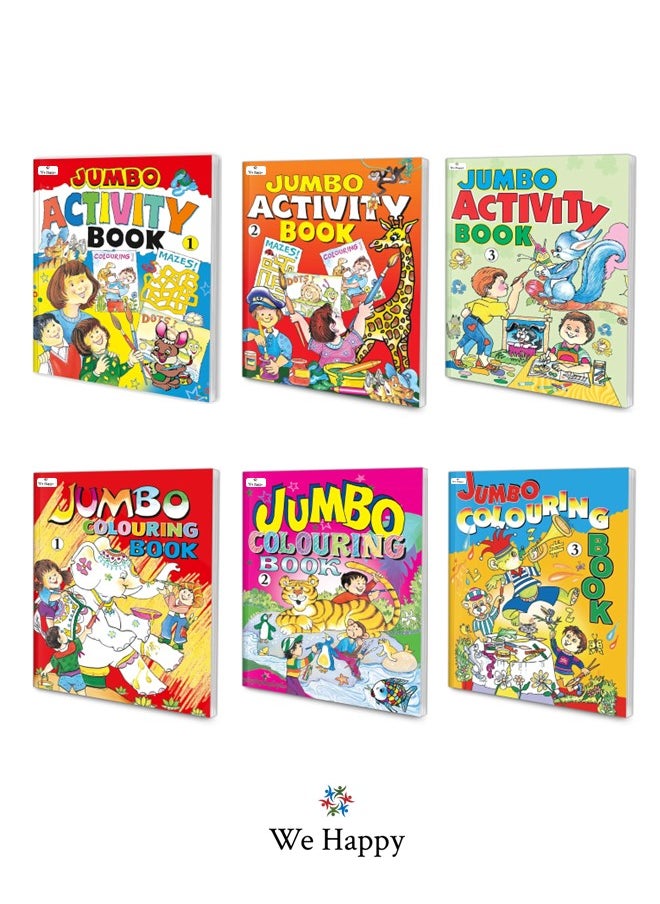 We Happy Pack of 6 We Happy Jumbo Coloring and Activity Books Educational and Fun Learning Activities for Kids with different Challenges Drawings and Enjoyable Games  - Image 1