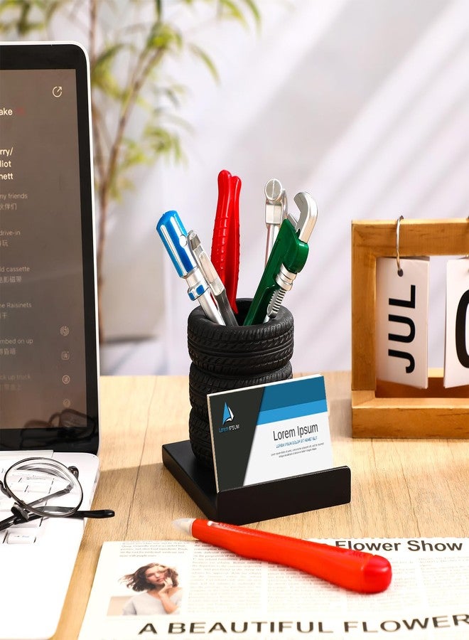 Fuyoooo 7 Pcs Tire Shape Stationery Set Tire Pen Holder Gift Business Card Holder Automotive Desk Organizer for Man Tool Wrench Pens Fun Office School Cool Mechanic Gifts Car Lover Sales Accessories - Image 4