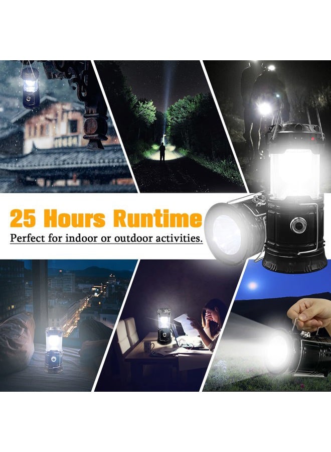 XTAUTO Collapsible Portable LED Camping Lantern Lightweight Waterproof Solar USB Rechargeable LED Flashlight Survival Kits for Indoor Outdoor Home Emergency Light Power Outages Hiking Hurricane 4-Pack - Image 4