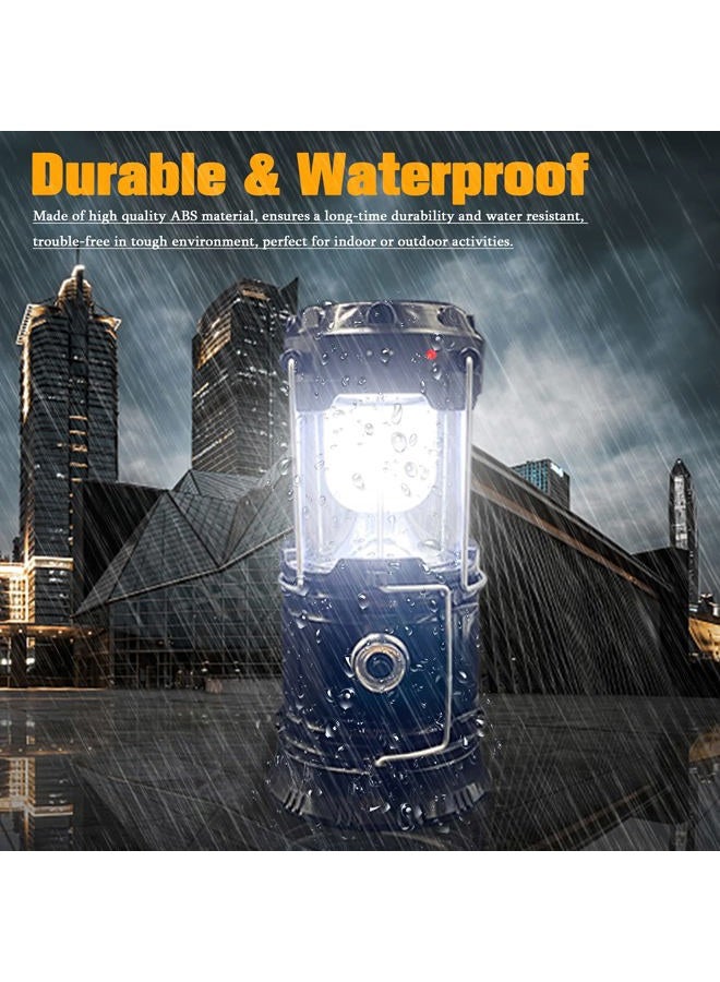 XTAUTO Collapsible Portable LED Camping Lantern Lightweight Waterproof Solar USB Rechargeable LED Flashlight Survival Kits for Indoor Outdoor Home Emergency Light Power Outages Hiking Hurricane 4-Pack - Image 3