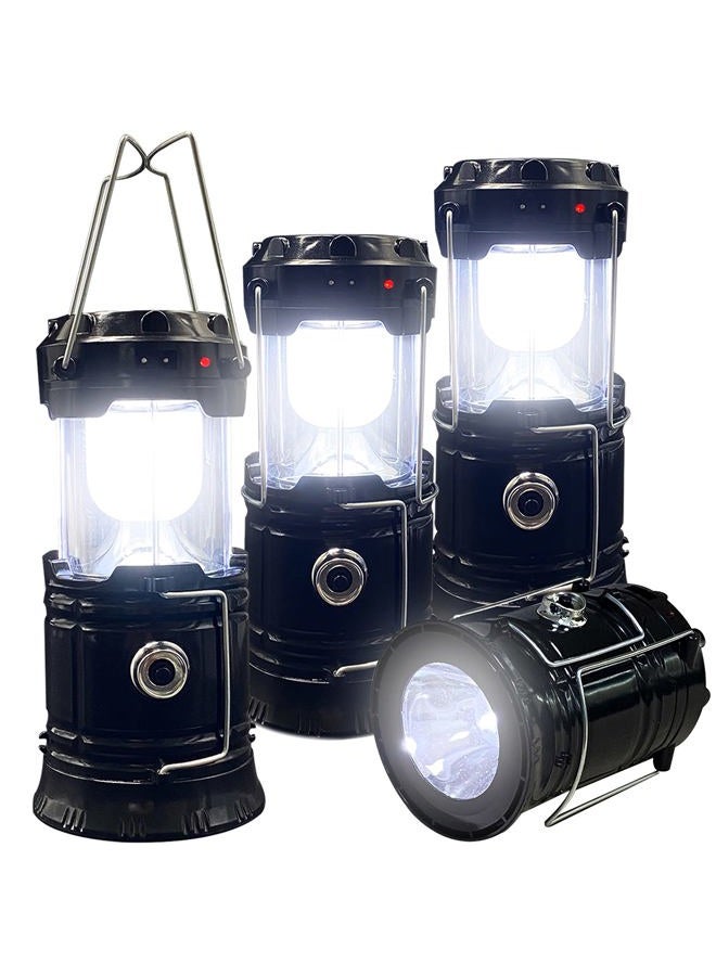 XTAUTO Collapsible Portable LED Camping Lantern Lightweight Waterproof Solar USB Rechargeable LED Flashlight Survival Kits for Indoor Outdoor Home Emergency Light Power Outages Hiking Hurricane 4-Pack - Image 1