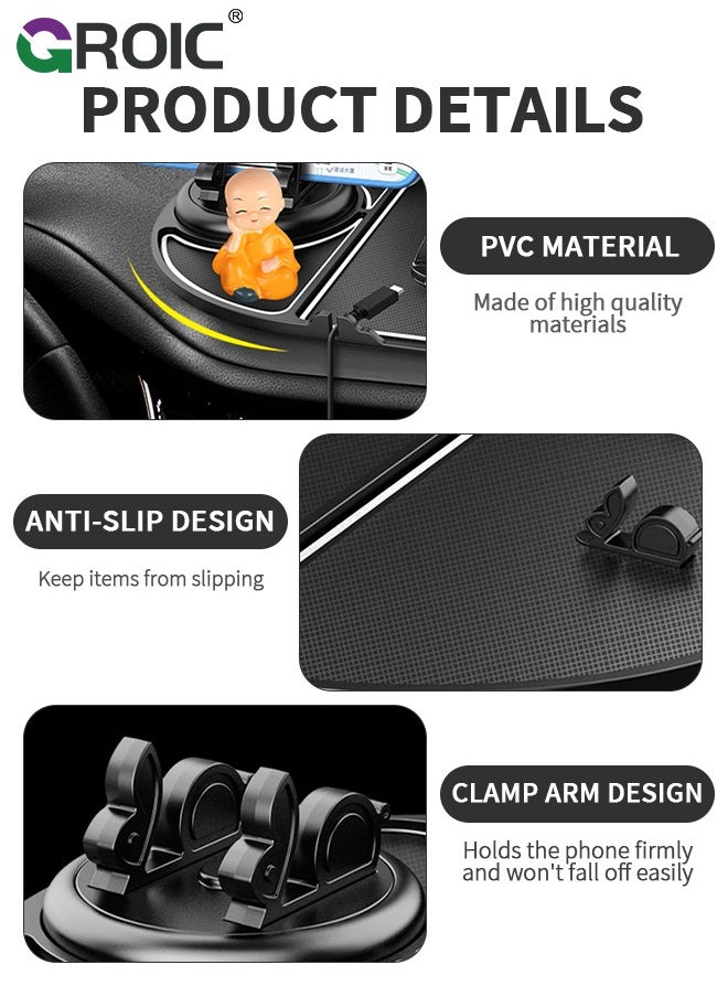 GROIC - 6-In-1 Non-Slip Phone Pad for Car, Multifunctional Dashboard Mat Anti-Skid Car Dashboard Sticky Pad Car, Navigation Frame+Number Plate+Aromatherapy+Storage Place+Glasses Slot+Charging Cable Buckle - Image 1