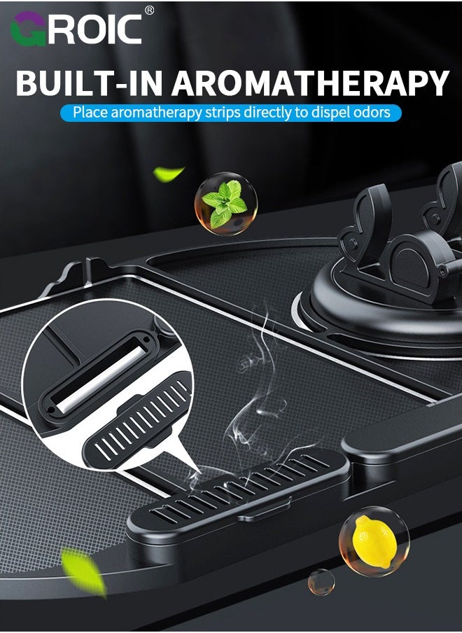 GROIC - 6-In-1 Non-Slip Phone Pad for Car, Multifunctional Dashboard Mat Anti-Skid Car Dashboard Sticky Pad Car, Navigation Frame+Number Plate+Aromatherapy+Storage Place+Glasses Slot+Charging Cable Buckle - Image 1