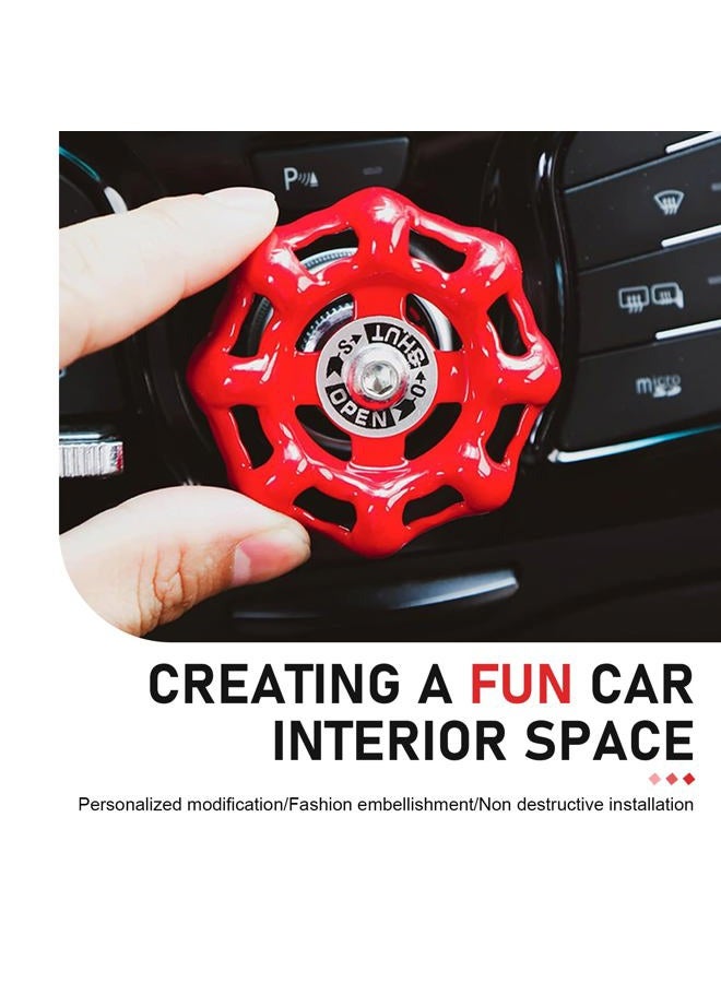 Dogary Car Rotary Knob Decor, Metal Retro Valve Handwheel One Click Start Decor Trim, Self-Adhesive Engine Start Stop Knob Protector, Universal for Most Cars (Red) - Image 3