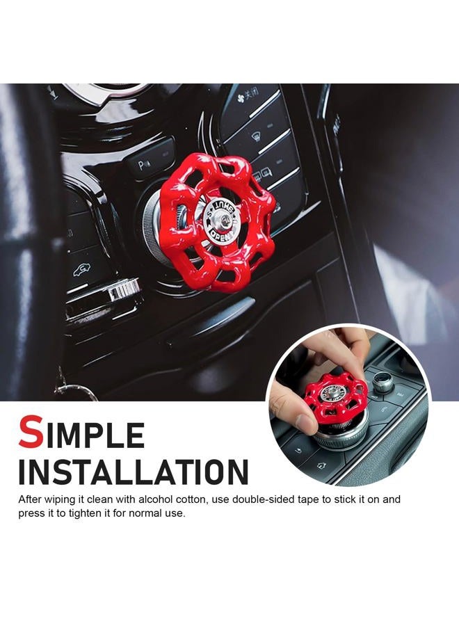Dogary Car Rotary Knob Decor, Metal Retro Valve Handwheel One Click Start Decor Trim, Self-Adhesive Engine Start Stop Knob Protector, Universal for Most Cars (Red) - Image 5