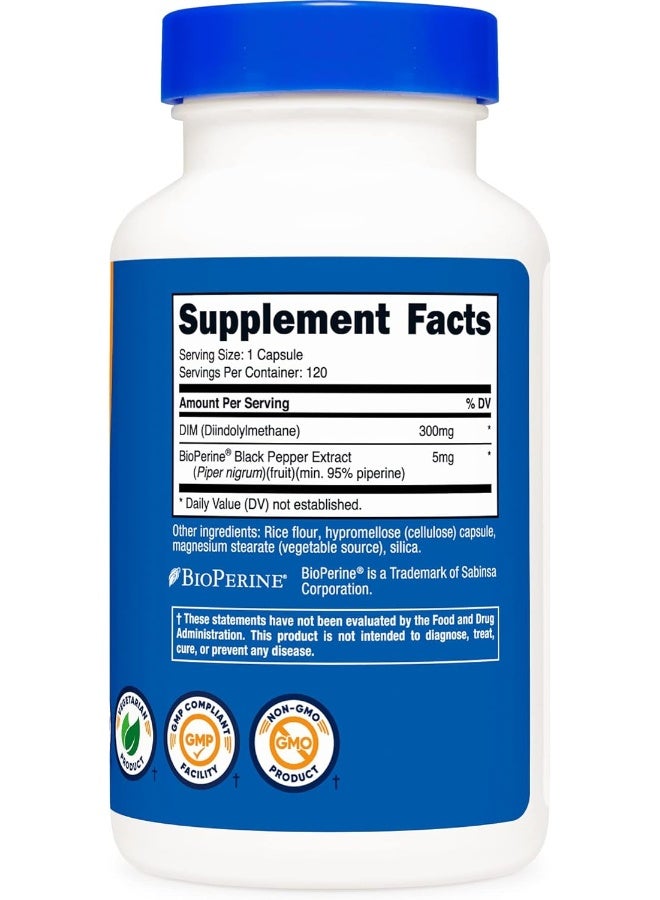 Nutricost Diindolylmethane Plus BioPerine Capsules - 300mg, 120 Capsules - Image 4