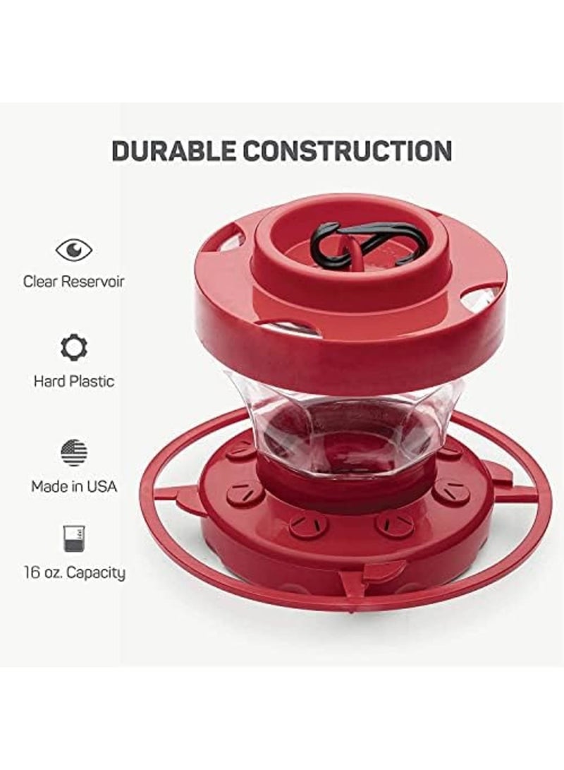 سيوسي 2PCS 16oz Hummingbird Feeders - Plastic Feeders for Outdoors with Ant Guard, Circular Perch, 8 Feeding Ports, Wide Mouth for Easy Filling, Detachable for Easy Cleaning - Image 3