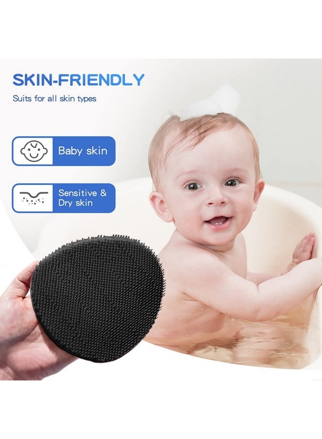 مانمي هيلث فرشاة استحمام ناعمة من السيليكون من مانمي هيلث، منظف عميق للجسم والوجه، رغوة فائقة، قفاز استحمام مقشر لطيف لجميع أنواع البشرة (أسود + رمادي) - Image 3