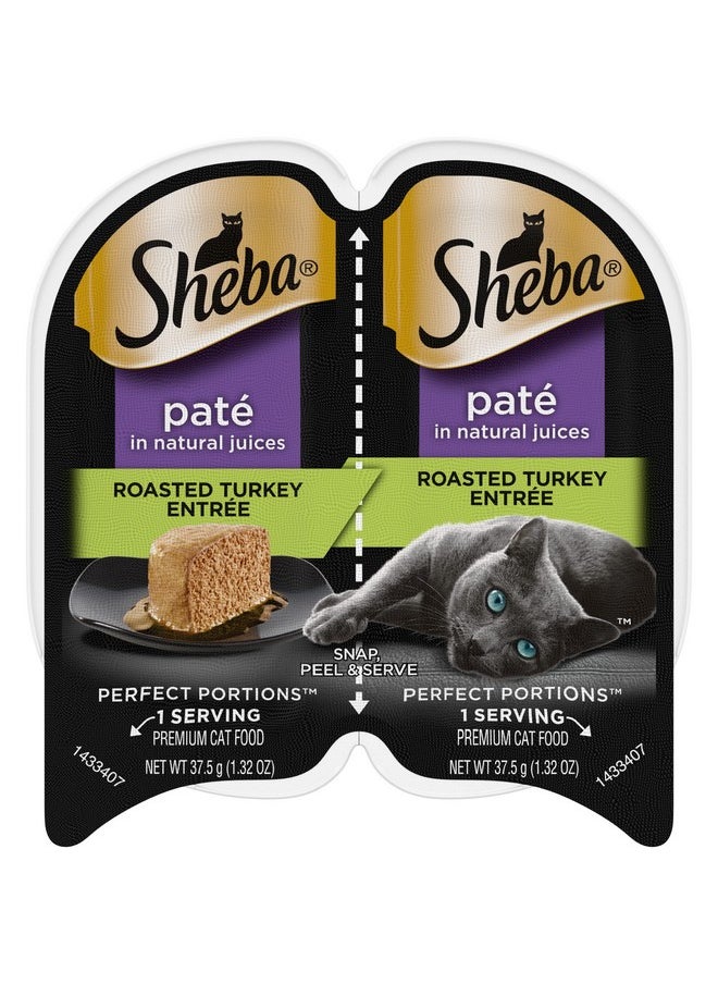 Sheba Wet Food Perfect Portions Paté Adult Wet Cat Food Trays (24 Count, 48 Servings), Roasted Turkey Entrée, Easy Peel TwinPack Trays  - Image 1