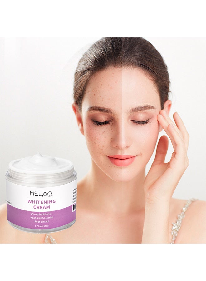 ميلاو كريم الوجه بحمض الكوجيك أربوتين 2%، كريم تفتيح، تحسين العناية بالوجه باللون الأصفر الداكن وتفتيح لون البشرة. - Image 2