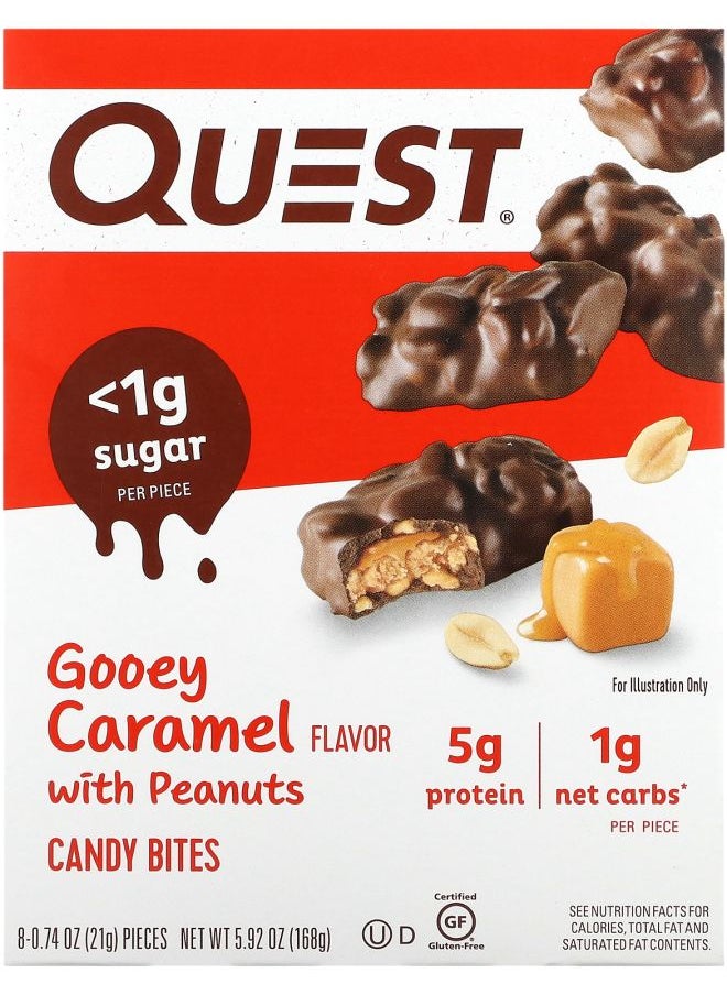 QUEST NUTRITION - Candy Bites Gooey Caramel with Peanuts 8 Bites 0.74 oz (21 g) Each - Image 1