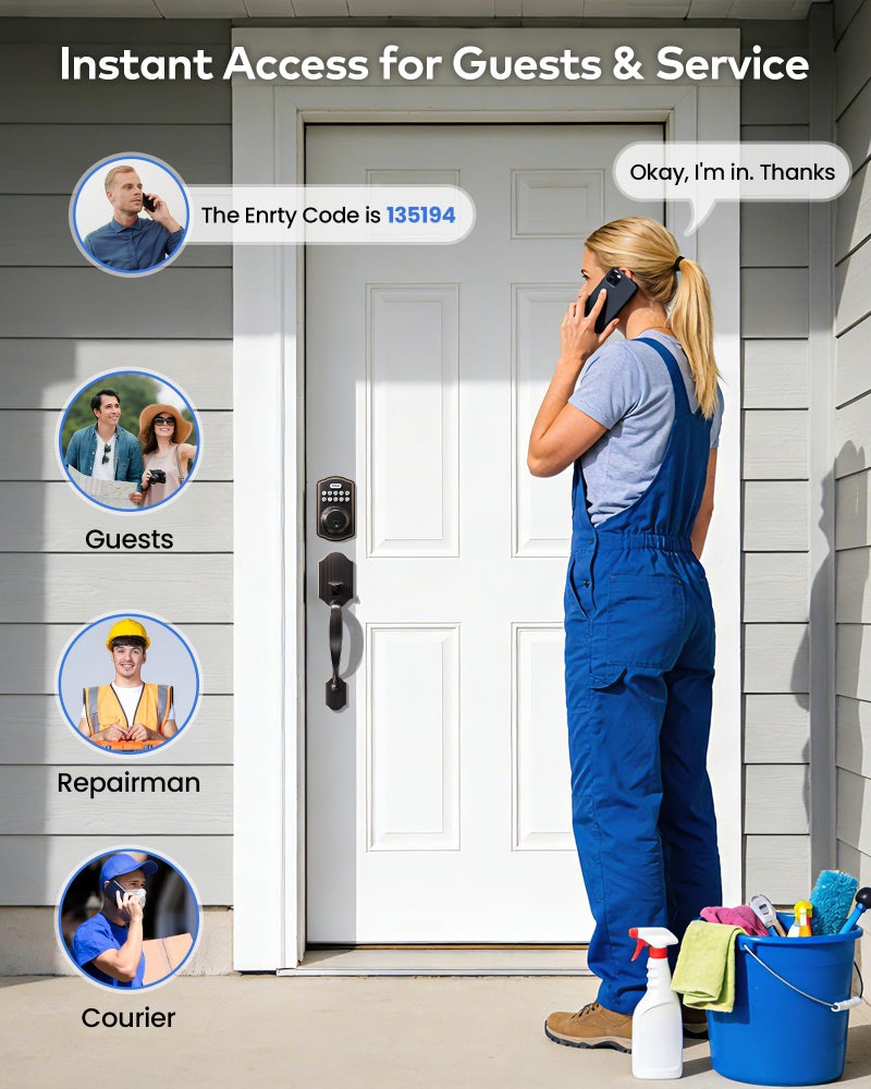 TEEHO TK001H Keyless Entry Door Lock with Handle Set, Electronic Deadbolt Keypad Door Lock with Code, Smart Locks for Front Door, Exterior Door Handle, Auto-Lock, Easy to Install, Oil-Rubbed Bronze - Image 4