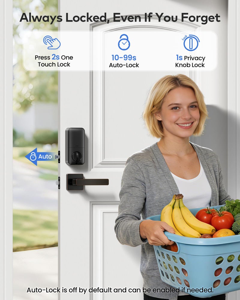 TEEHO TK001H Keyless Entry Door Lock with Handle Set, Electronic Deadbolt Keypad Door Lock with Code, Smart Locks for Front Door, Exterior Door Handle, Auto-Lock, Easy to Install, Oil-Rubbed Bronze - Image 3