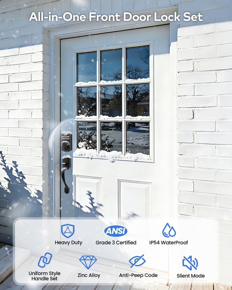 TEEHO TK001H Keyless Entry Door Lock with Handle Set, Electronic Deadbolt Keypad Door Lock with Code, Smart Locks for Front Door, Exterior Door Handle, Auto-Lock, Easy to Install, Oil-Rubbed Bronze - Image 5