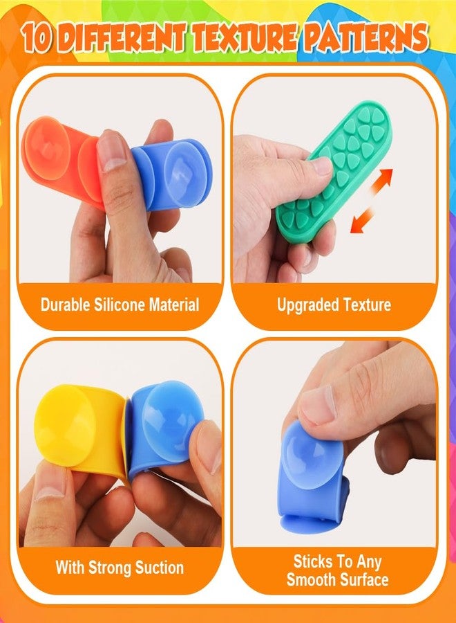 Patpat Silicone Sensory Fidget Toys Kids Adults, Suction Cup Colorful Fidget Toy with 4 Designed Texture Pocket Sensory Toys for Mindfulness Session, Pressure Relief, Early Development (10, 8*2cm) - Image 3
