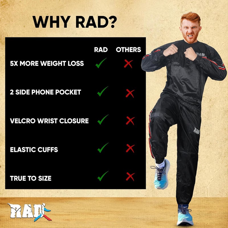 RAD Sauna Suit Men and Women, Weight Loss Sweat Suit Jacket Pant Gym, Boxing Workout - Image 5