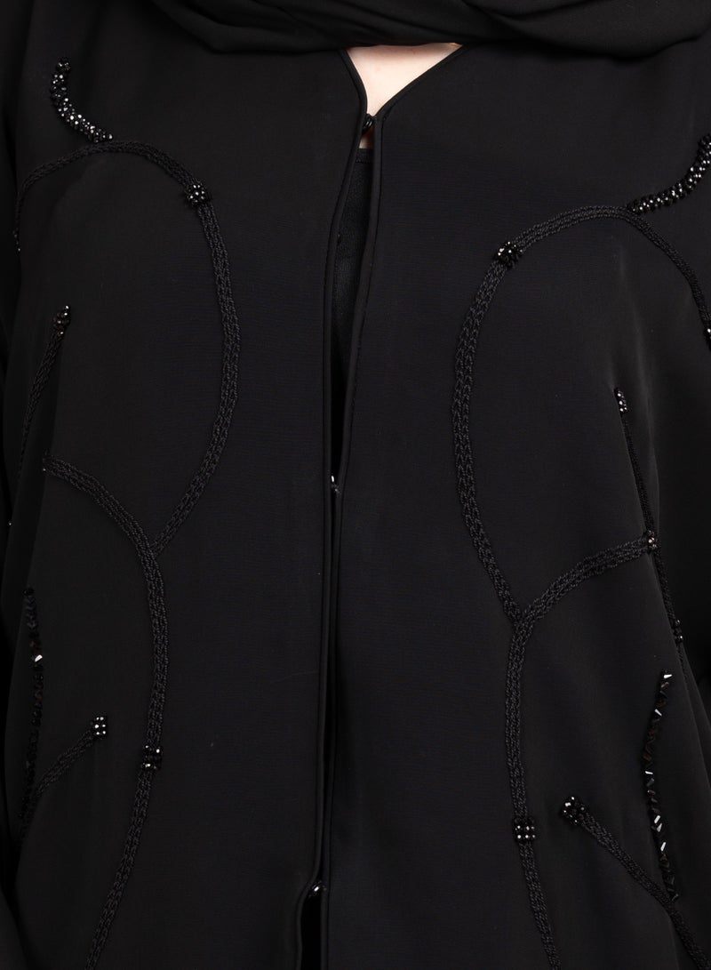 IKKXA Elegant Beads Embroidered Emirati Abaya - Image 2