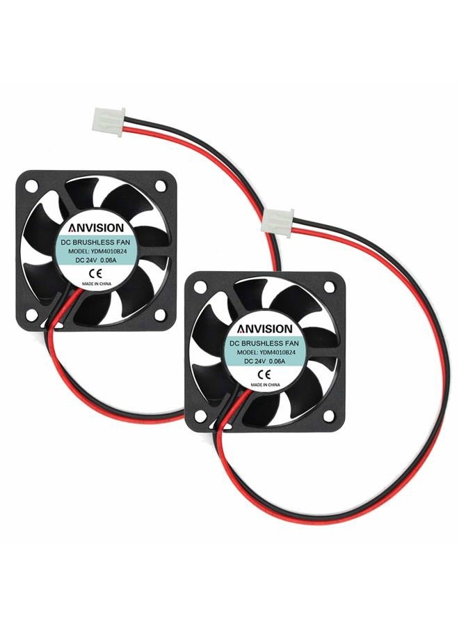 ANVISION 2-Pack DC 24V 40mm x 10mm Brushless Cooling Fan, Dual Ball Bearing, YDM4010B24 - Image 1