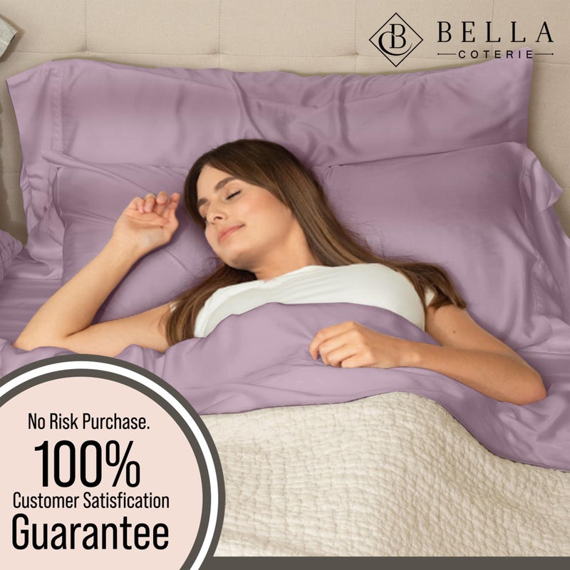 BC BELLA COTERIE Bella Coterie Luxury Bamboo Viscose King Size Sheet Set | 100% Organically Grown | Ultra Soft | Cooling for Hot Sleepers | 18" Deep Pocket [Lilac] - Image 5