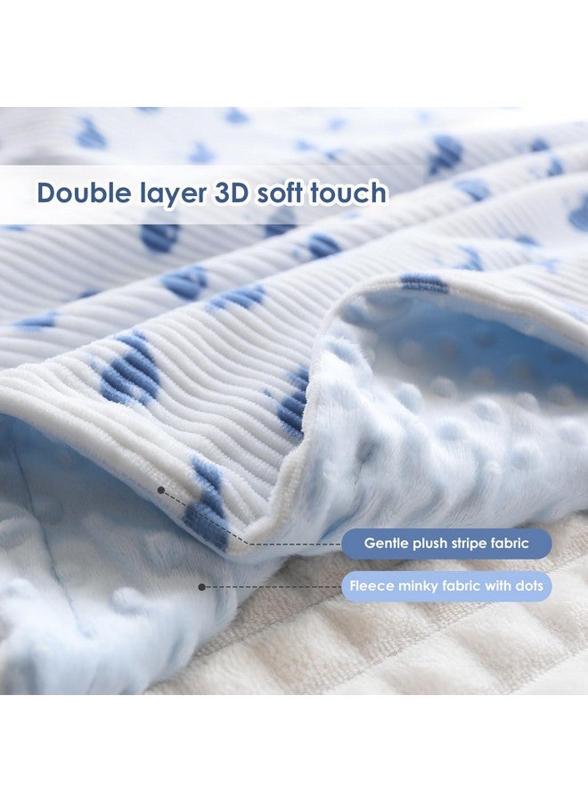 BORITAR Baby Blankets for Boys Girls, Super Soft Corduroy Toddler Blankets with Blue Whale Pattern and Double Dotted Fleece Backing for Infant Newborn Nursery Bed Blankets, 30 x 40 Inch - Image 3