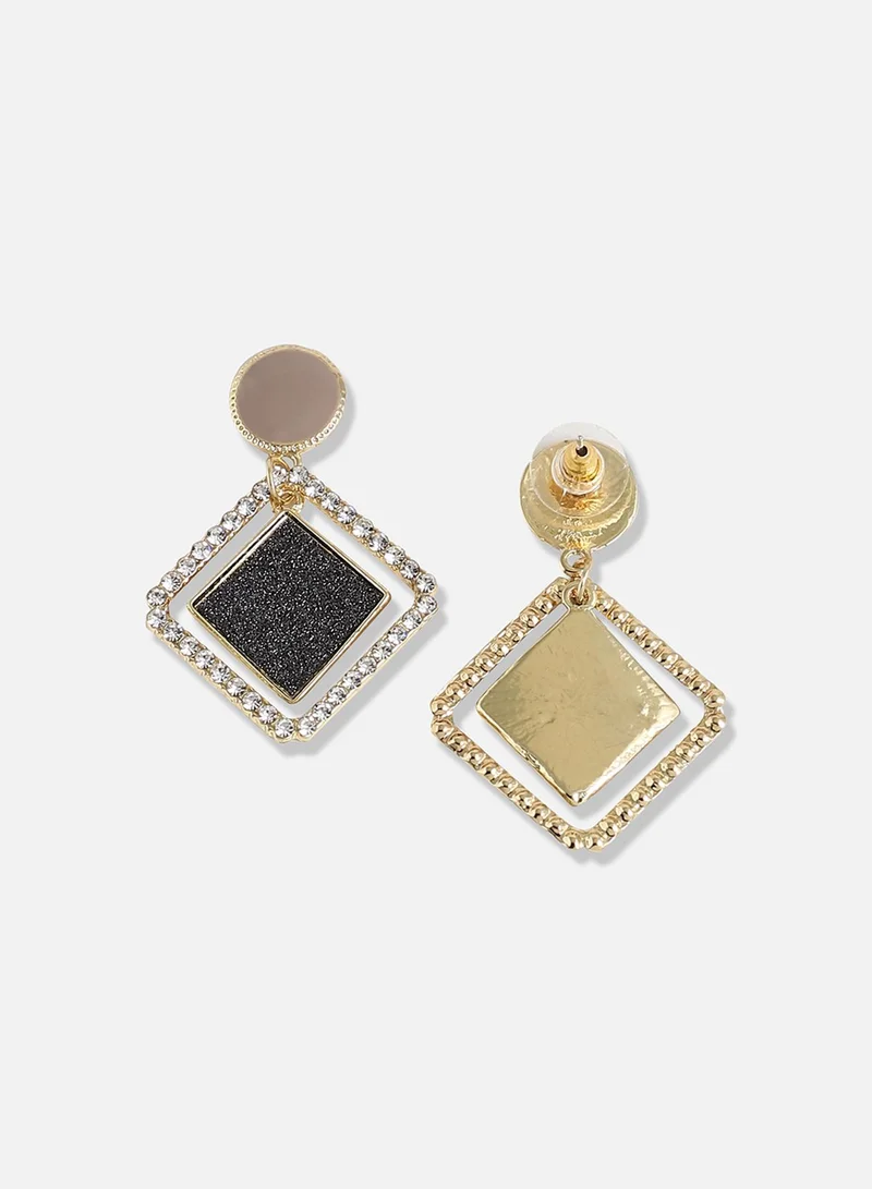 سوهي قرط متدلي بتصميم حجري مطلي بالفضة