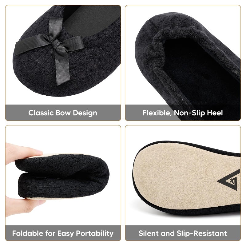 ANLUKE Women's Ballerina Slippers Fuzzy House Shoes Memory Foam with Non-Slip Sole - Image 4
