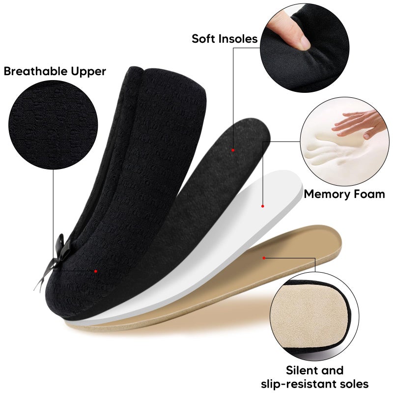 ANLUKE Women's Ballerina Slippers Fuzzy House Shoes Memory Foam with Non-Slip Sole - Image 3