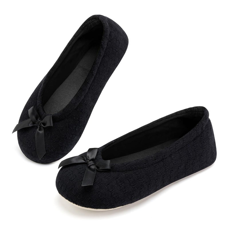 ANLUKE Women's Ballerina Slippers Fuzzy House Shoes Memory Foam with Non-Slip Sole - Image 1