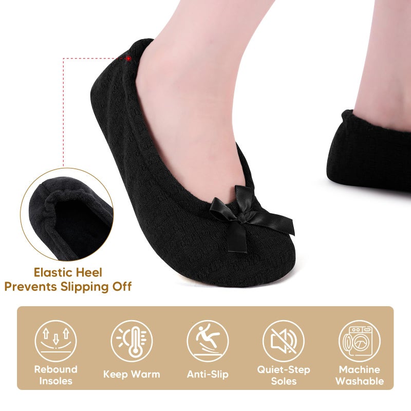 ANLUKE Women's Ballerina Slippers Fuzzy House Shoes Memory Foam with Non-Slip Sole - Image 2