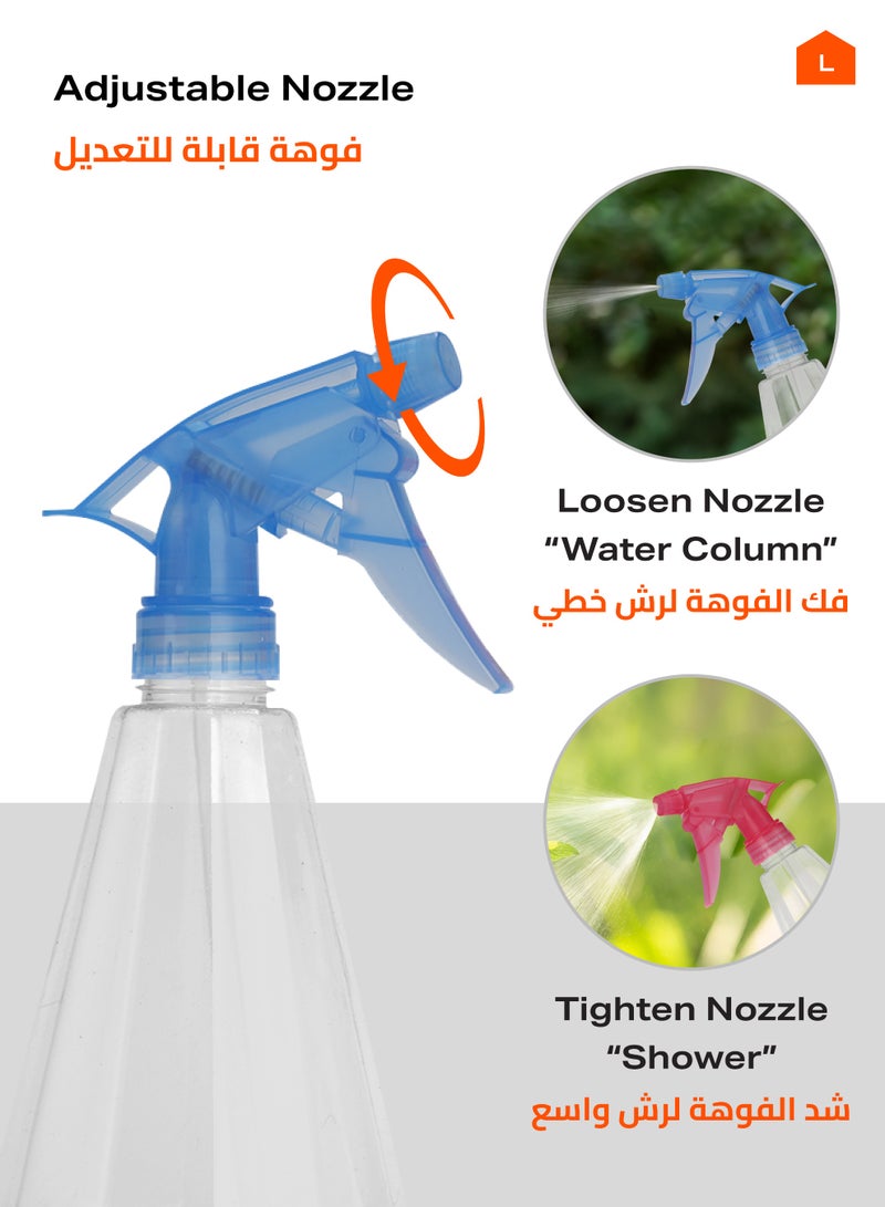 LAWAZIM Transparent Spray Kit Mix Color 3 Piece, 500ml - Empty Colorful Adjustable Nozzle Plant Mister - Refillable Water Plant Atomizer Container - for Cleaning Solutions, Gardening, Hair - Image 4
