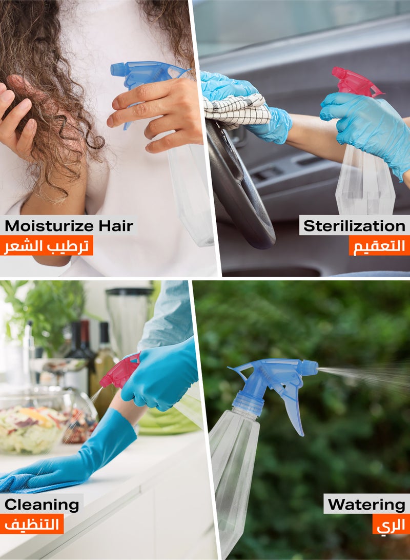 LAWAZIM Transparent Spray Kit Mix Color 3 Piece, 500ml - Empty Colorful Adjustable Nozzle Plant Mister - Refillable Water Plant Atomizer Container - for Cleaning Solutions, Gardening, Hair - Image 5