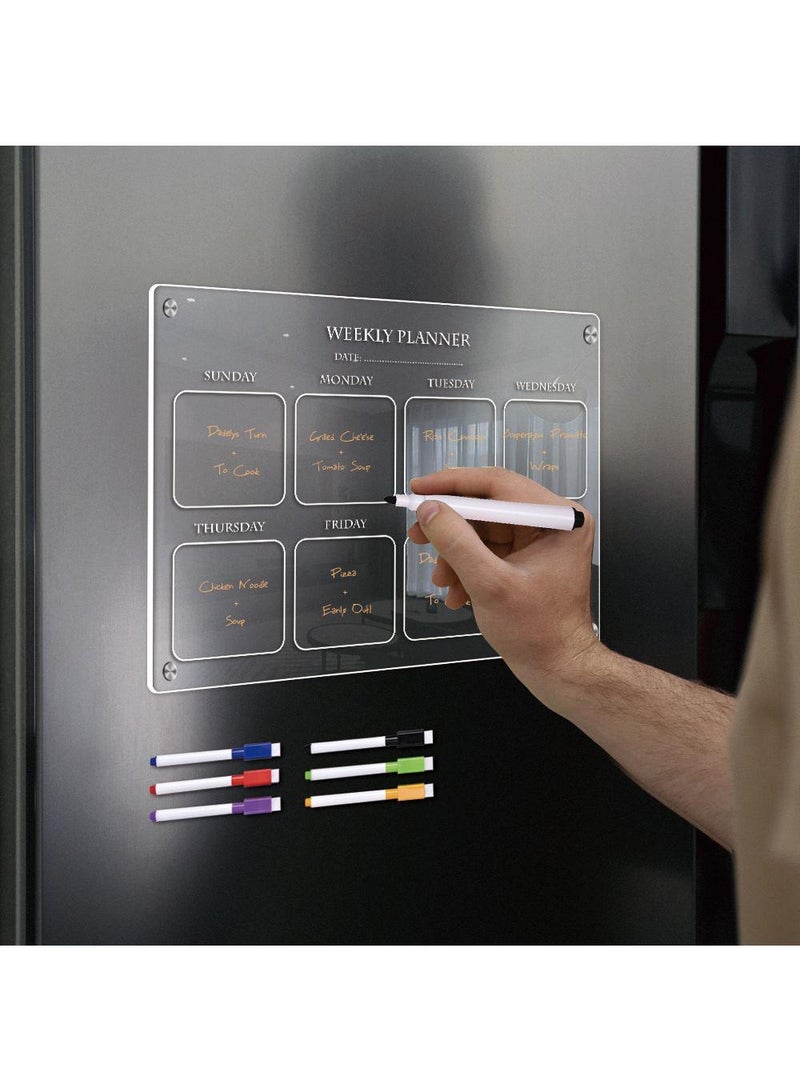 Magnetic Transparent Acrylic Week Plan Memo Message Board Erasable Magnetic Refrigerator Sticker - Image 1