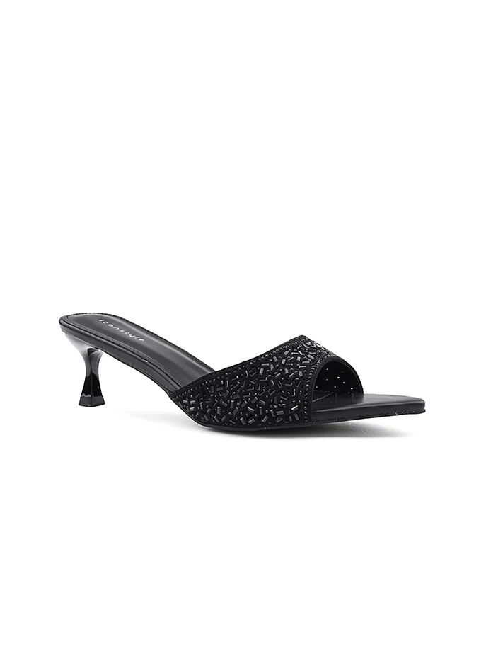 أيقون Heel slipper decorated with sparkling rhinestone accents.