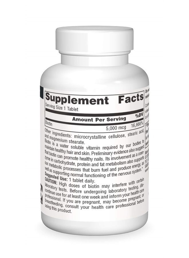 Source Naturals Biotin 5,000mcg High Potency B Vitamin Nutrients Support Healthy Hair, Skin & Nails - Maximum Strength Biotin Deficiency Supplement - 60 Tablets - Image 3