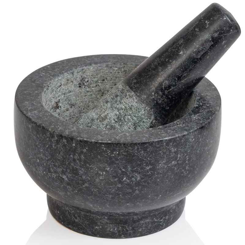 Maxam Mortar and Pestle Set - 5 Inch - Heavy Natural Granite Spice Grinder Bowl, Herb Crusher, Make Fresh Guacamole at Home - Image 1