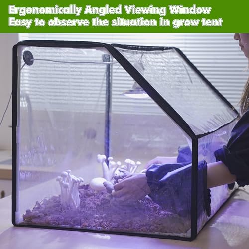 Meonum خيمة زراعة الفطر من ميو نوم ومجموعة إضاءة LED، 30 × 20 × 20 بوصة، صندوق هواء ثابت محمول كبير، مجموعة زراعة الفطر، محطات تكاثر داخلية مع مصباح زراعة فطر LED 48 (أسود) - Image 4