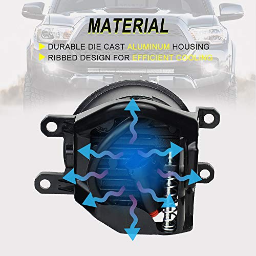 Atubeix LED Fog Lights Compatible With 2016-2022 Tacoma, 2014-2022 Runner, 2014-2019 Tundra, Accessories Truck Driving Lamps Assembly Replacement w/Bracket 2 pcs (Black) - Image 4