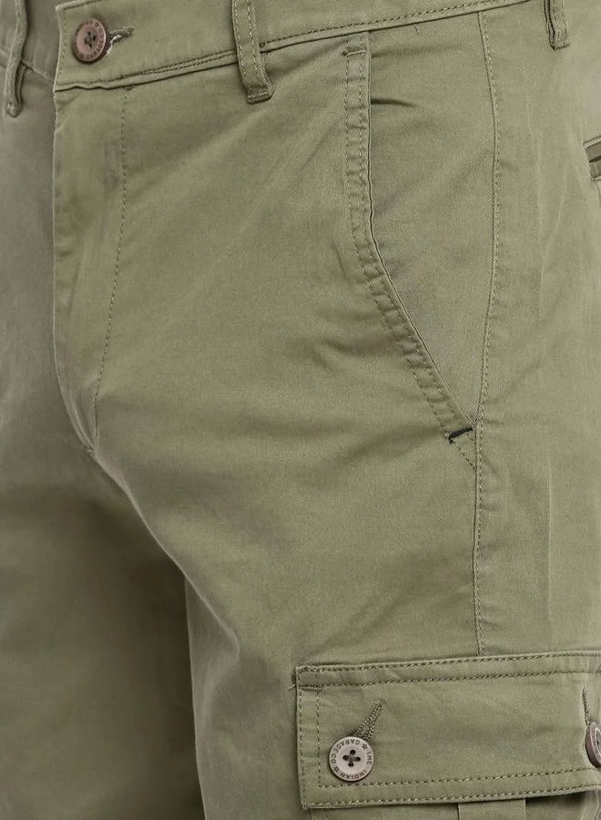 The Indian Garage Co  Men Green Mid Rise Slim Fit Cargo Pants for Men | Best Price UAE