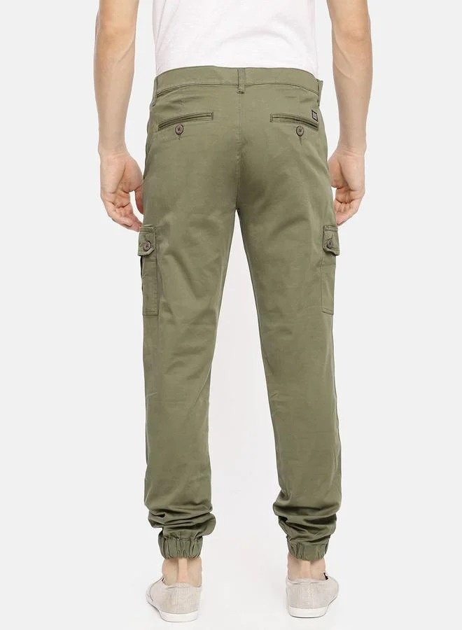 The Indian Garage Co  Men Green Mid Rise Slim Fit Cargo Pants for Men | Best Price UAE