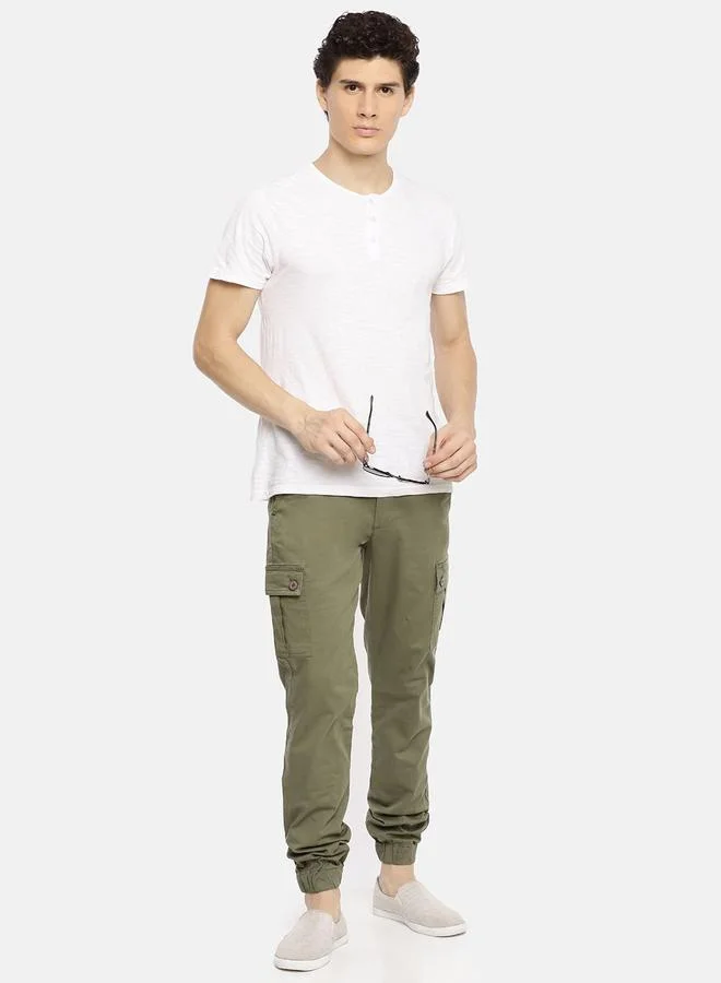 The Indian Garage Co  Men Green Mid Rise Slim Fit Cargo Pants for Men | Best Price UAE