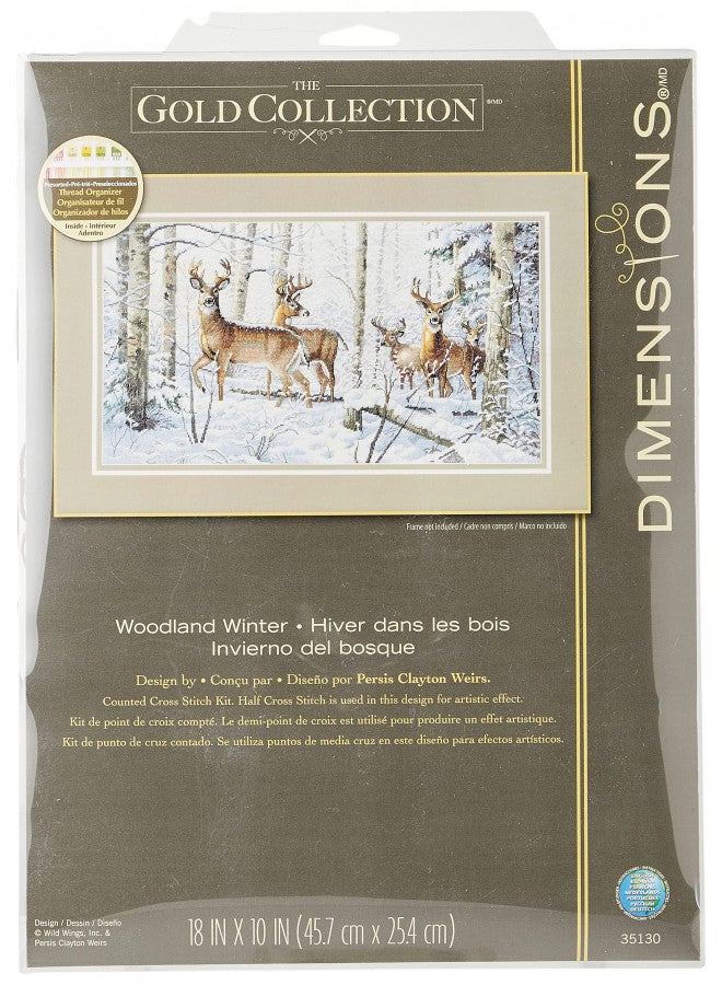 Dimensions Gold Collection Counted Cross Stitch Kit, Woodland Winter, 18 Count White Aida, 10'' x 18'' - Image 1