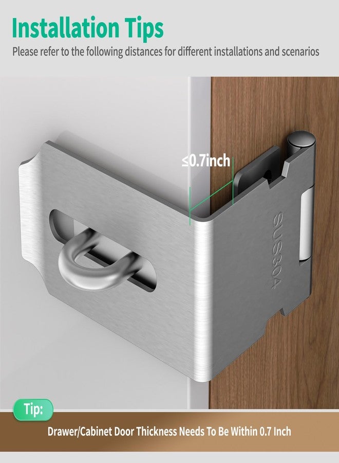 YogePote 90 Degree Hasp Latch, Heavy Duty 304 Stainless Steel Padlock Hasp Lock for Right Angle File Cabinet, Desk Drawer, Tool Box, Mailbox, Bookcase (Silver-1pc) - Image 3