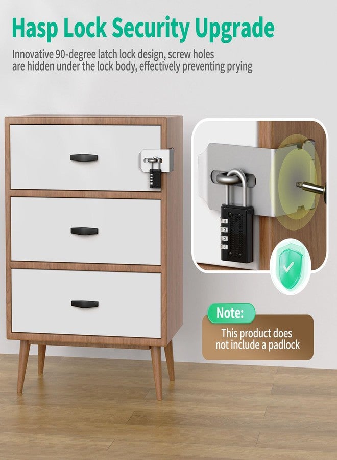 YogePote 90 Degree Hasp Latch, Heavy Duty 304 Stainless Steel Padlock Hasp Lock for Right Angle File Cabinet, Desk Drawer, Tool Box, Mailbox, Bookcase (Silver-1pc) - Image 2